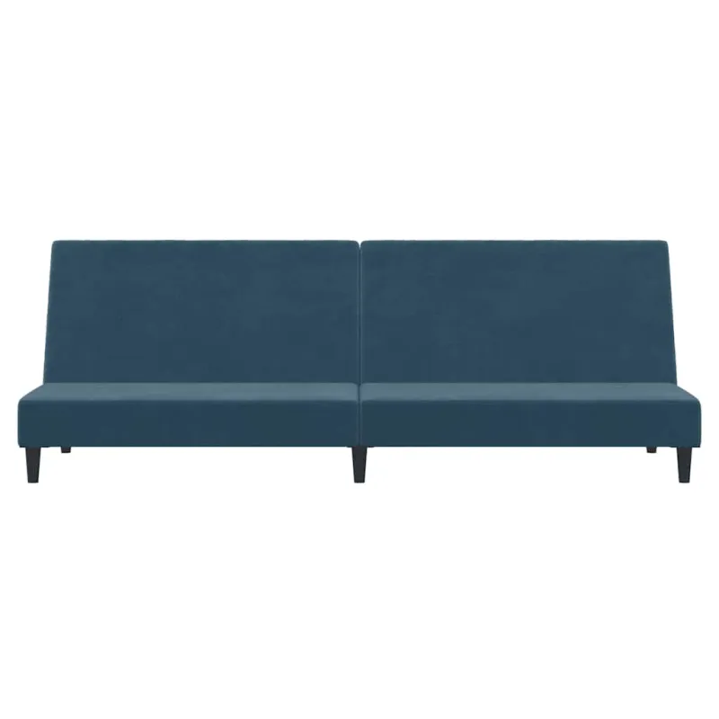 Dvivietė sofa-lova, mėlynos spalvos, aksomas