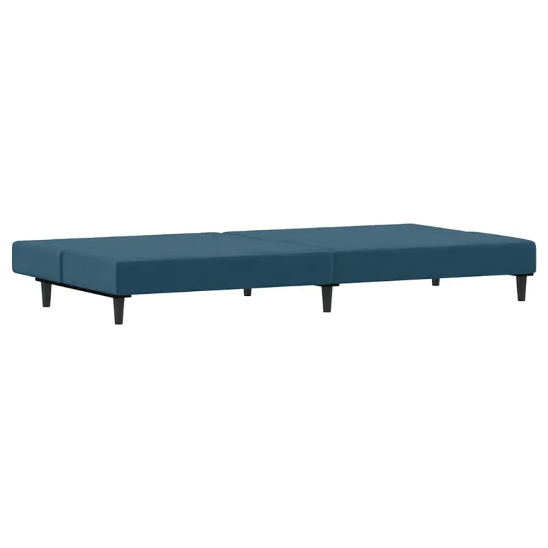 Dvivietė sofa-lova, mėlynos spalvos, aksomas