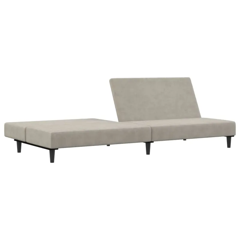 Dvivietė sofa-lova, šviesiai pilkos spalvos, aksomas