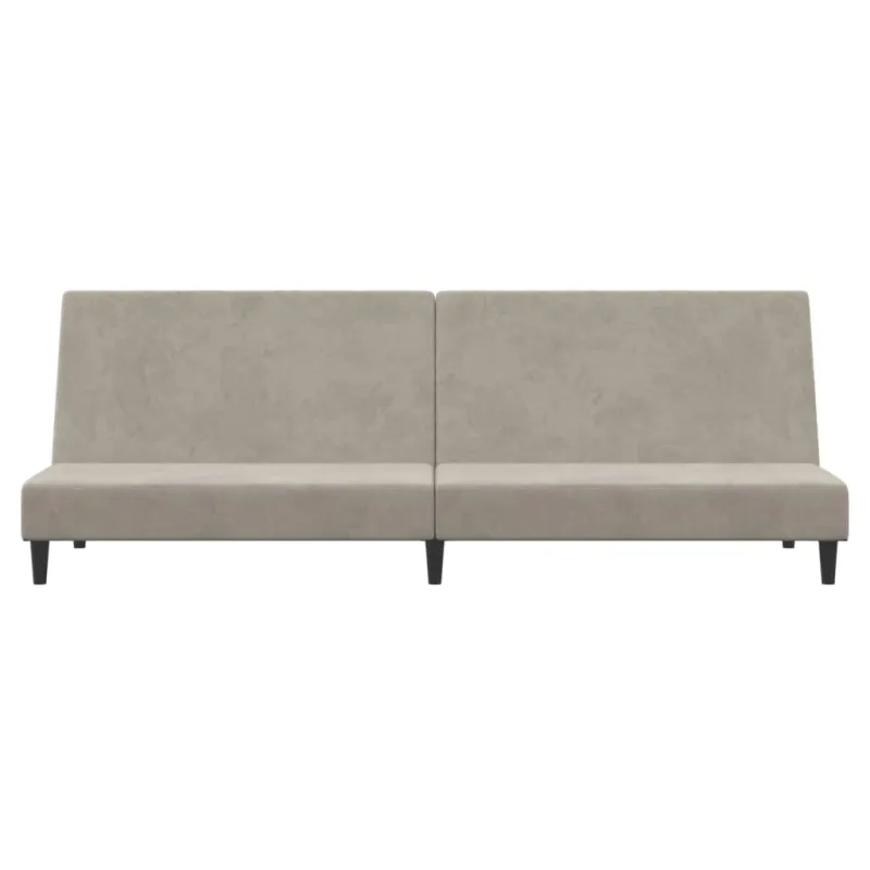 Dvivietė sofa-lova, šviesiai pilkos spalvos, aksomas