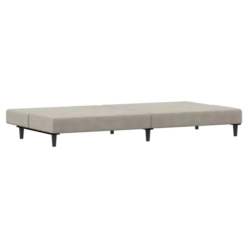 Dvivietė sofa-lova, šviesiai pilkos spalvos, aksomas