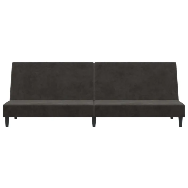 Dvivietė sofa-lova, tamsiai pilkos spalvos, aksomas