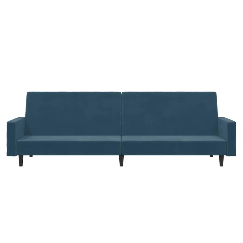 Dvivietė sofa-lova, mėlynos spalvos, aksomas