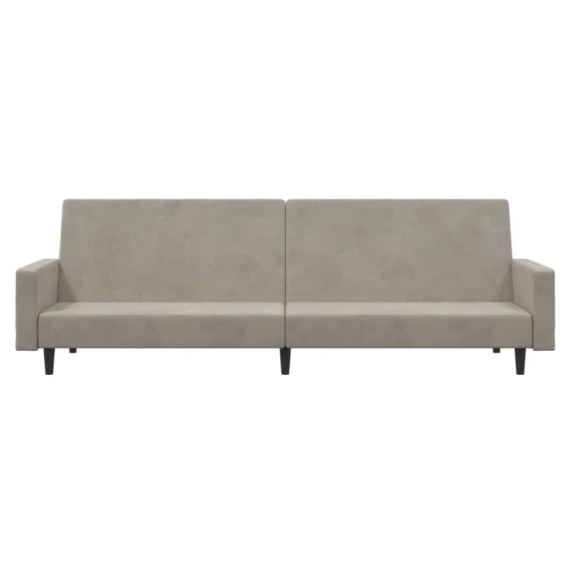 Dvivietė sofa-lova, šviesiai pilkos spalvos, aksomas