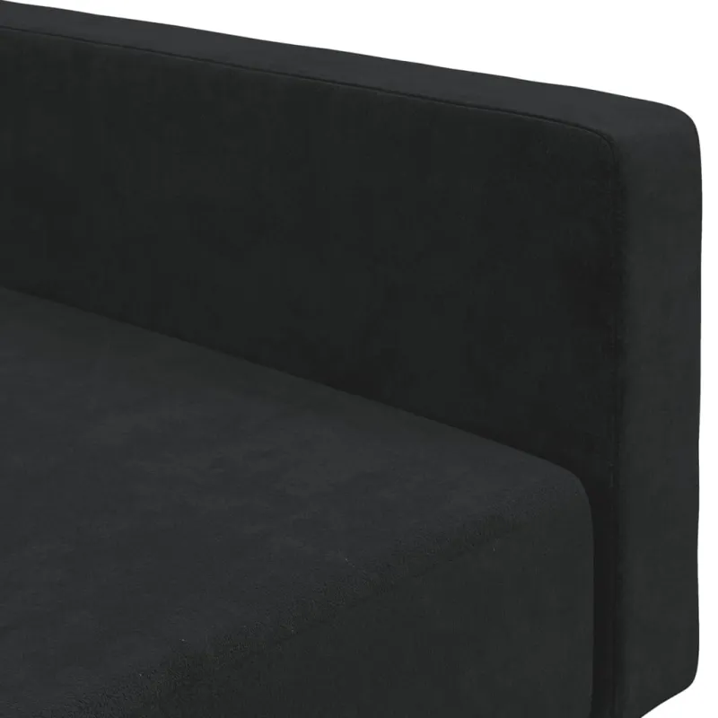 Dvivietė sofa-lova, juodos spalvos, aksomas