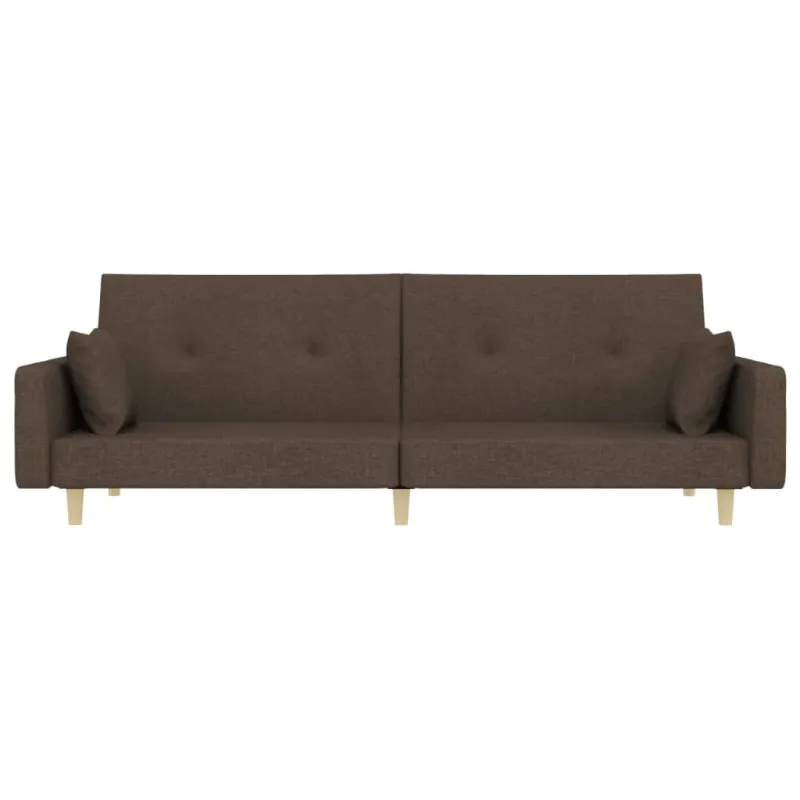 Dvivietė sofa-lova su dvejomis pagalvėmis, taupe, audinys