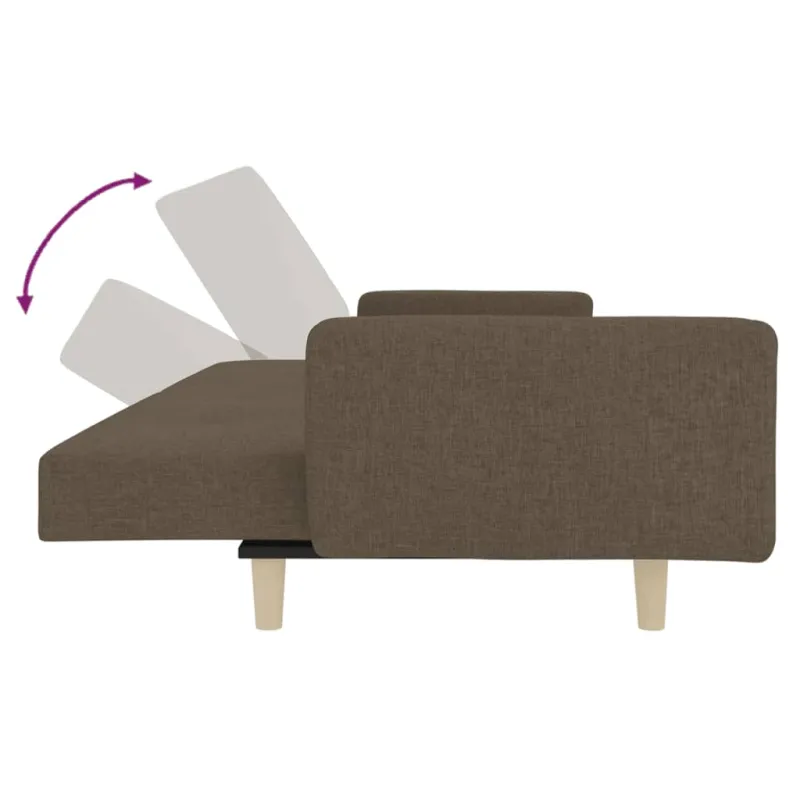 Dvivietė sofa-lova su dvejomis pagalvėmis, taupe, audinys