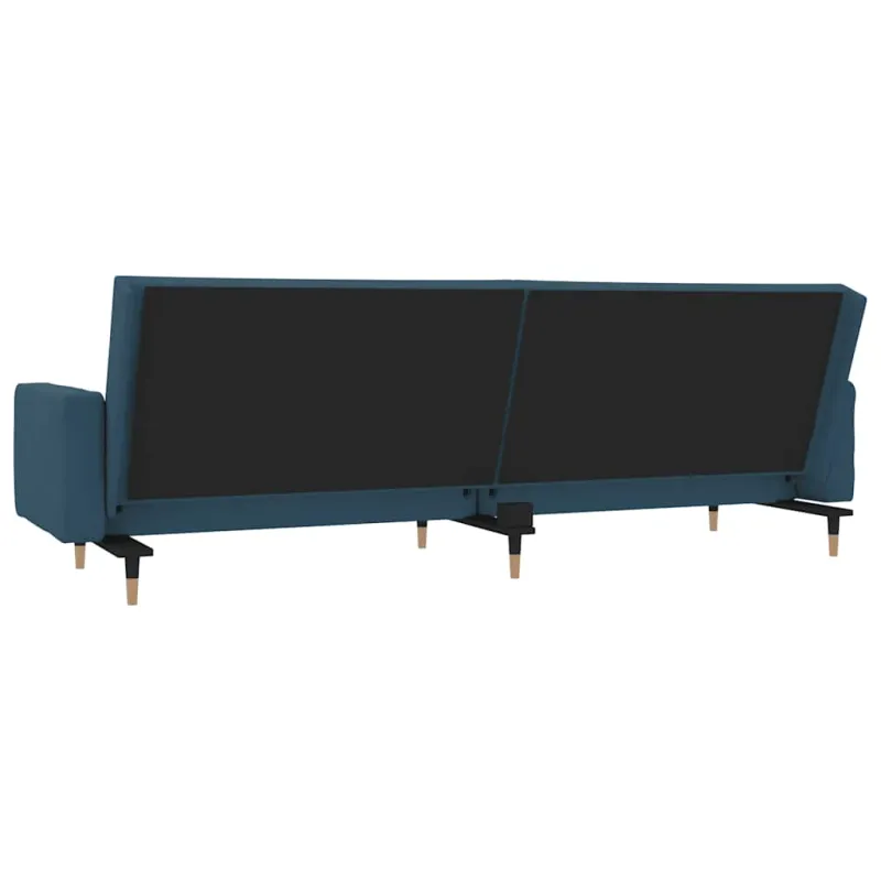 Dvivietė sofa-lova su dvejomis pagalvėmis, mėlyna, aksomas