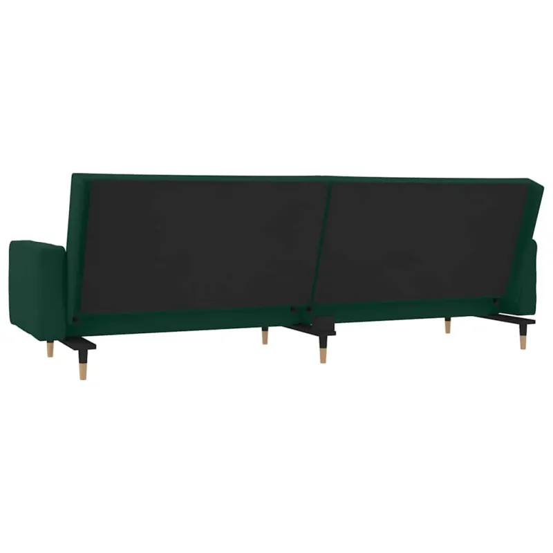 Dvivietė sofa-lova su dvejomis pagalvėmis, žalia, aksomas