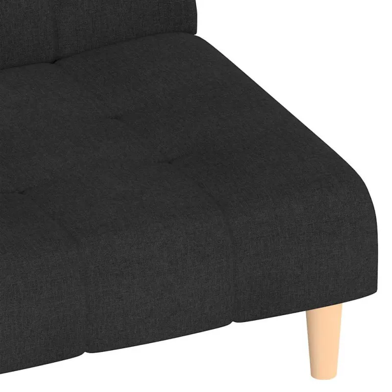 Dvivietė sofa-lova, juodos spalvos, audinys
