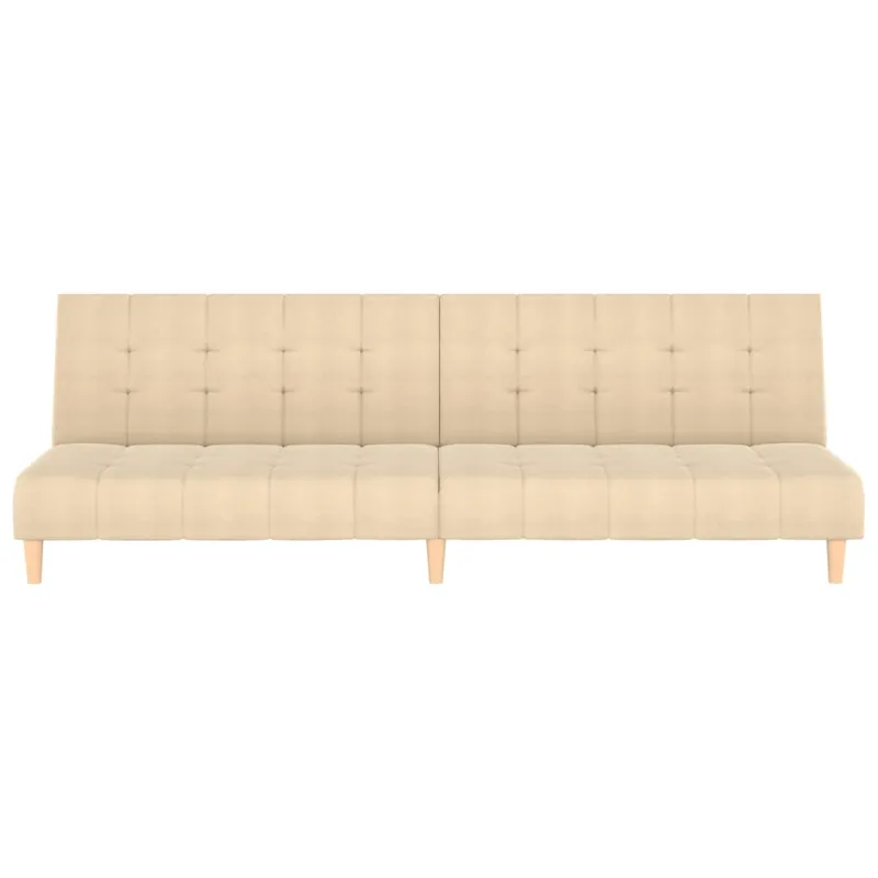 Dvivietė sofa-lova, kreminės spalvos, audinys
