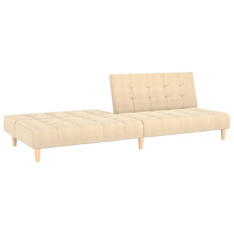 Dvivietė sofa-lova, kreminės spalvos, audinys