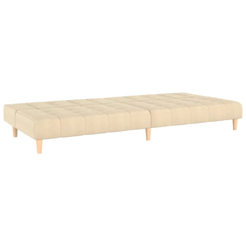 Dvivietė sofa-lova, kreminės spalvos, audinys