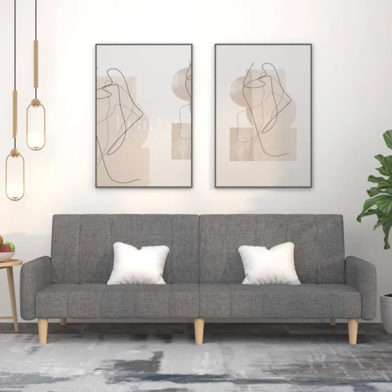 Dvivietė sofa-lova, šviesiai pilkos spalvos, audinys