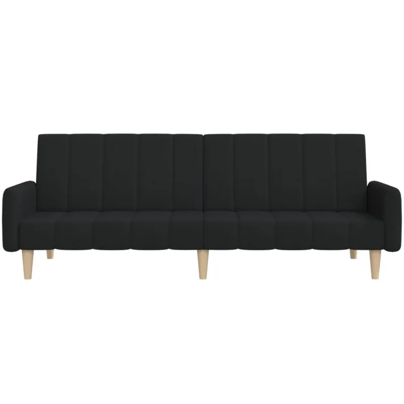Dvivietė sofa-lova, juodos spalvos, audinys
