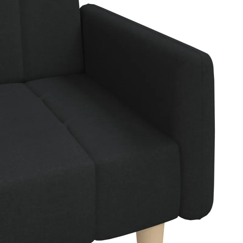 Dvivietė sofa-lova, juodos spalvos, audinys