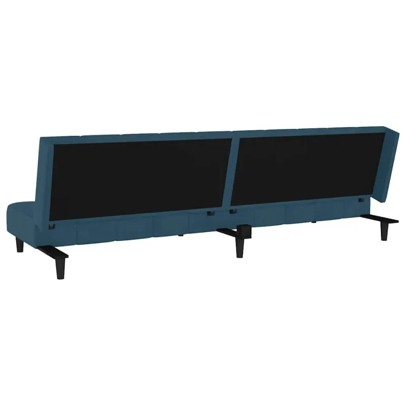 Dvivietė sofa-lova, mėlynos spalvos, aksomas