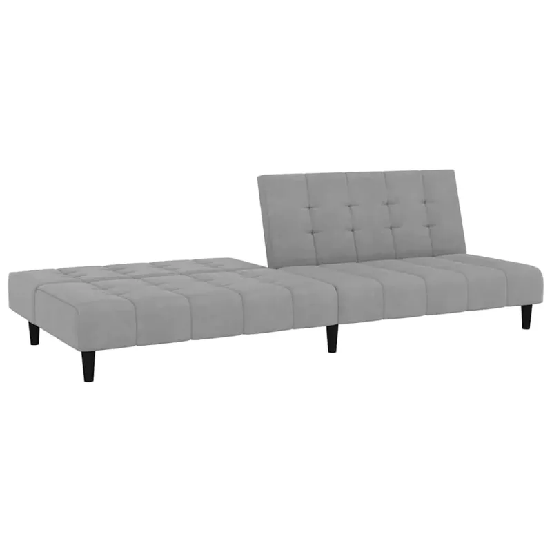 Dvivietė sofa-lova, šviesiai pilkos spalvos, aksomas
