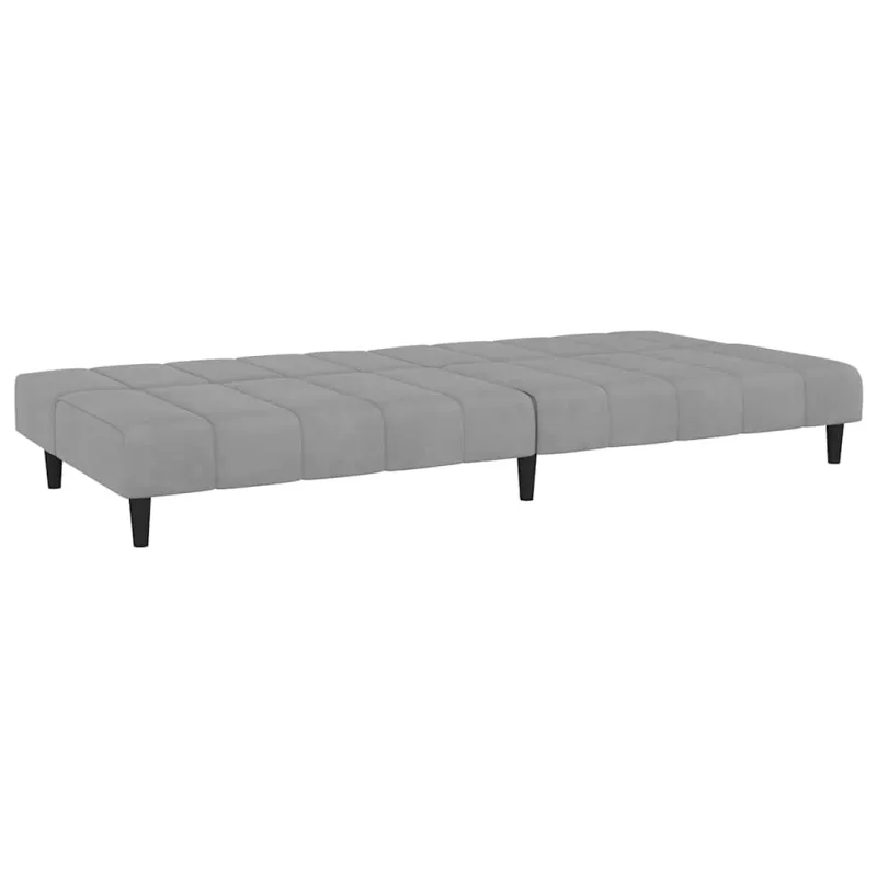 Dvivietė sofa-lova, šviesiai pilkos spalvos, aksomas