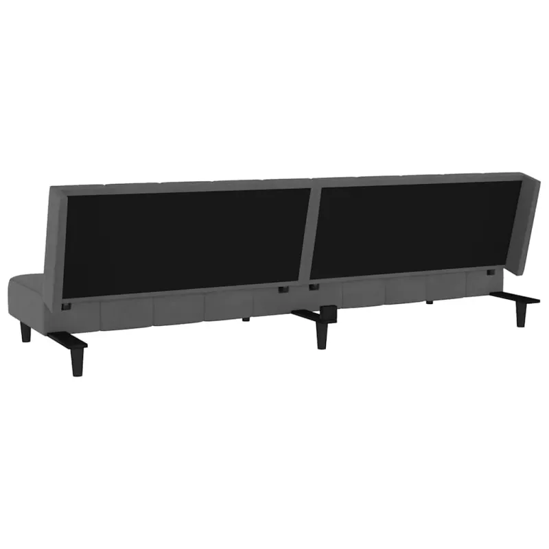 Dvivietė sofa-lova, tamsiai pilkos spalvos, aksomas