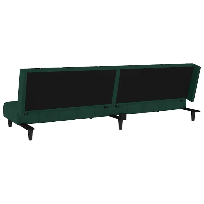 Dvivietė sofa-lova, tamsiai žalios spalvos, aksomas