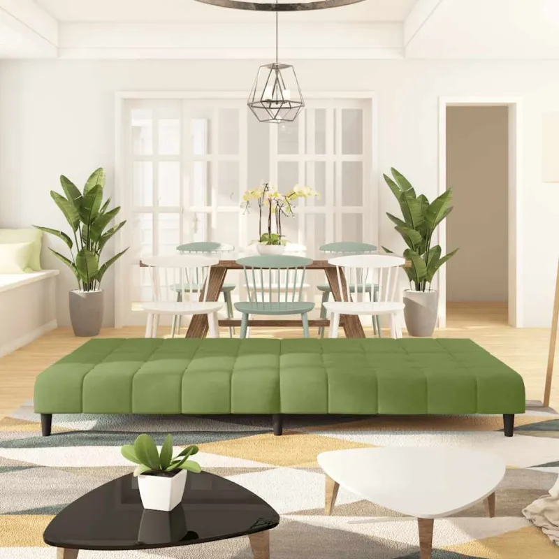 Dvivietė sofa-lova, šviesiai žalios spalvos, aksomas