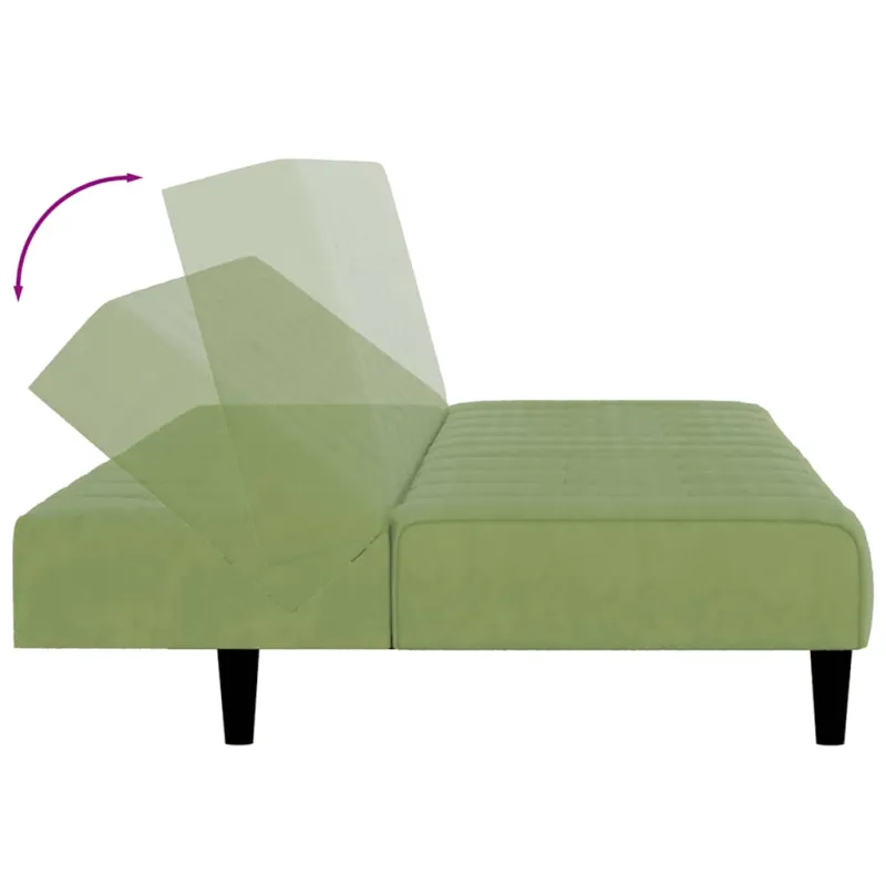 Dvivietė sofa-lova, šviesiai žalios spalvos, aksomas