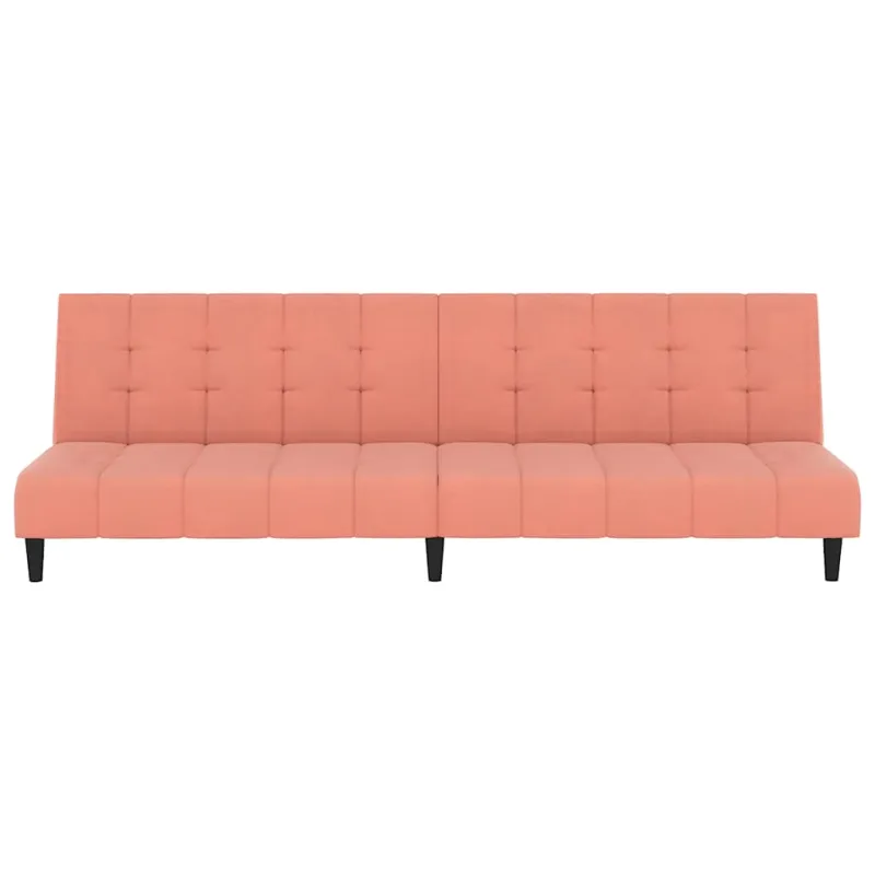 Dvivietė sofa-lova, rožinės spalvos, aksomas