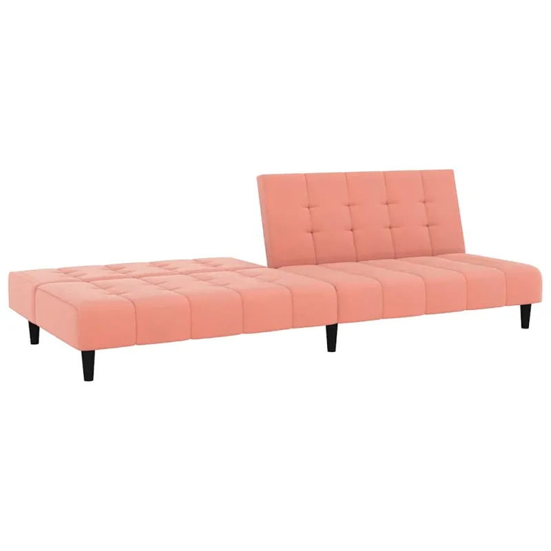 Dvivietė sofa-lova, rožinės spalvos, aksomas