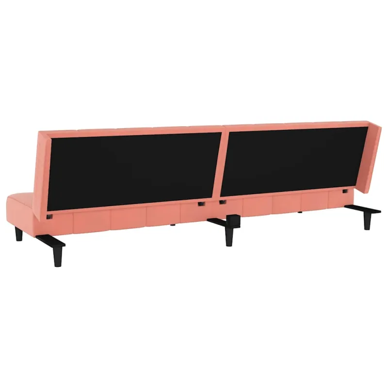 Dvivietė sofa-lova, rožinės spalvos, aksomas