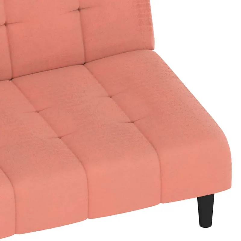 Dvivietė sofa-lova, rožinės spalvos, aksomas