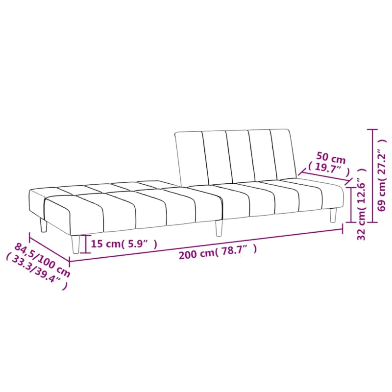 Dvivietė sofa-lova, rožinės spalvos, aksomas