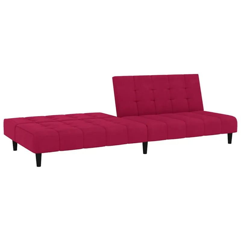Dvivietė sofa-lova, raudonojo vyno spalvos, aksomas