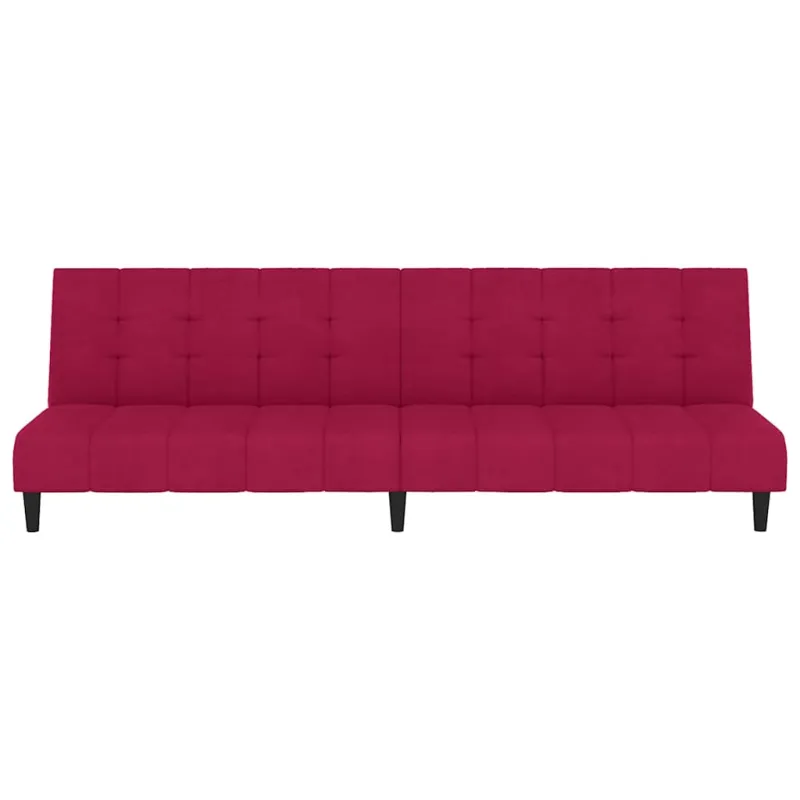 Dvivietė sofa-lova, raudonojo vyno spalvos, aksomas