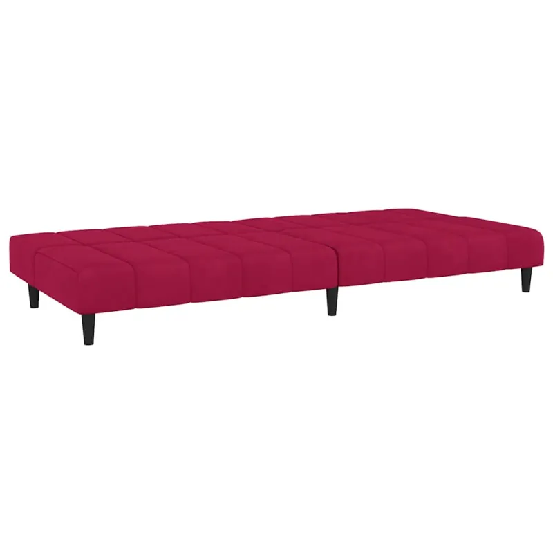 Dvivietė sofa-lova, raudonojo vyno spalvos, aksomas