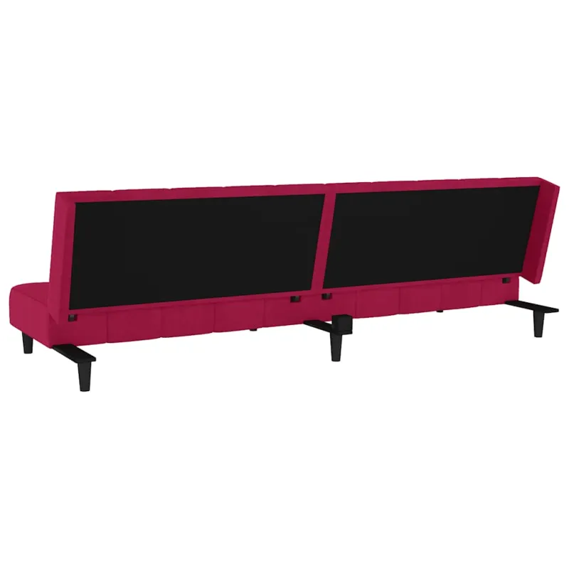 Dvivietė sofa-lova, raudonojo vyno spalvos, aksomas