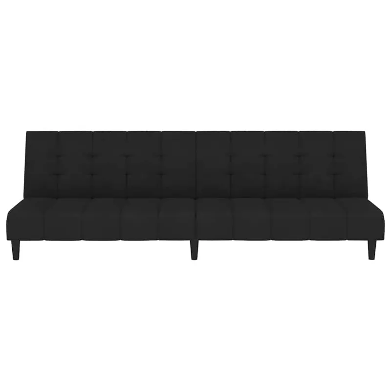 Dvivietė sofa-lova, juodos spalvos, aksomas