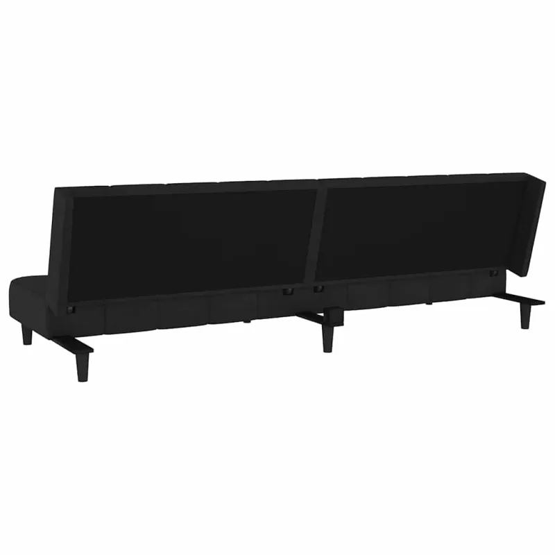 Dvivietė sofa-lova, juodos spalvos, aksomas