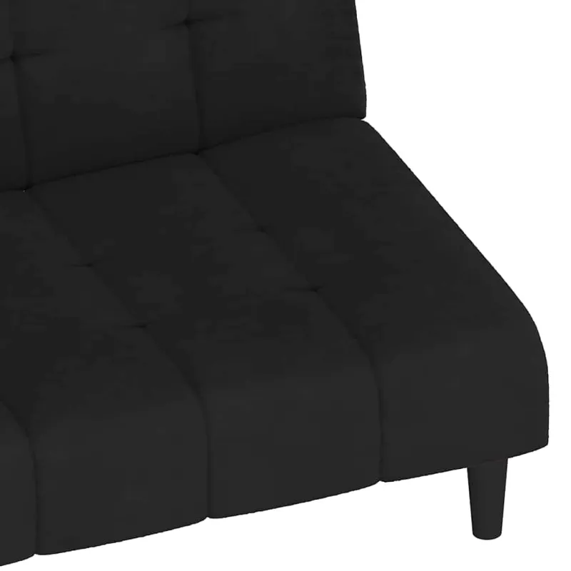 Dvivietė sofa-lova, juodos spalvos, aksomas