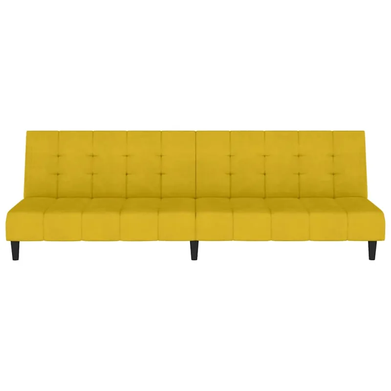 Dvivietė sofa-lova, geltonos spalvos, aksomas