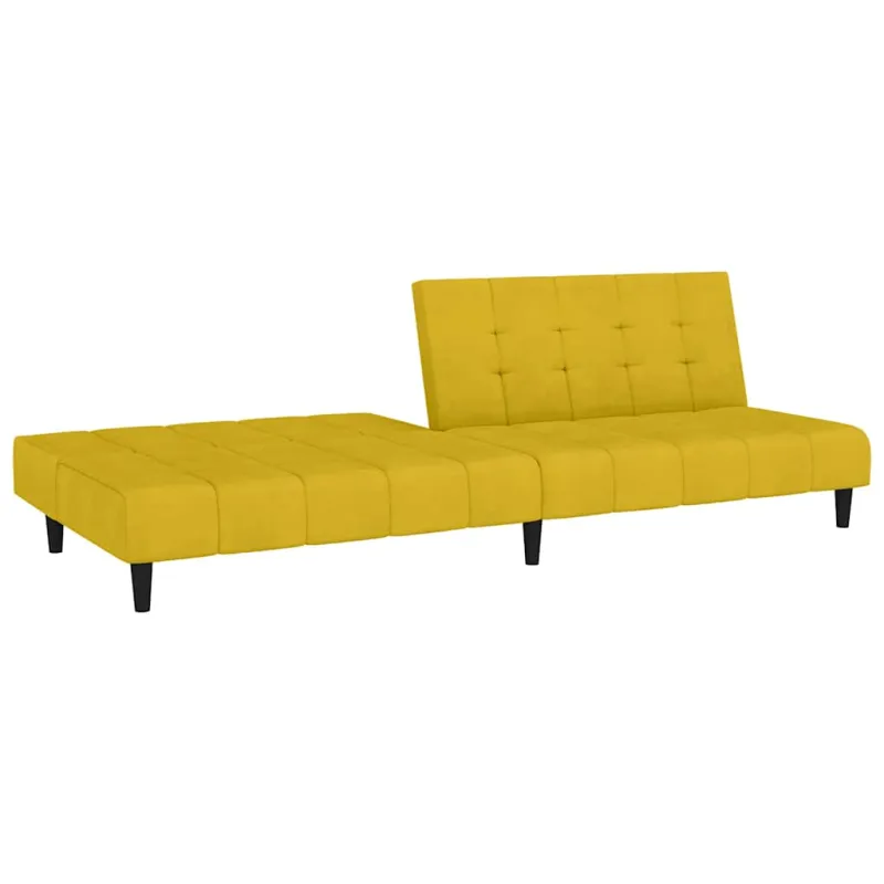 Dvivietė sofa-lova, geltonos spalvos, aksomas