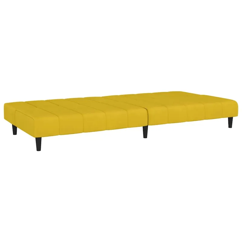 Dvivietė sofa-lova, geltonos spalvos, aksomas