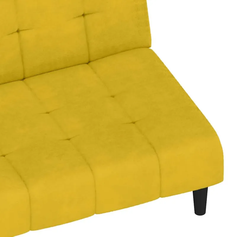 Dvivietė sofa-lova, geltonos spalvos, aksomas