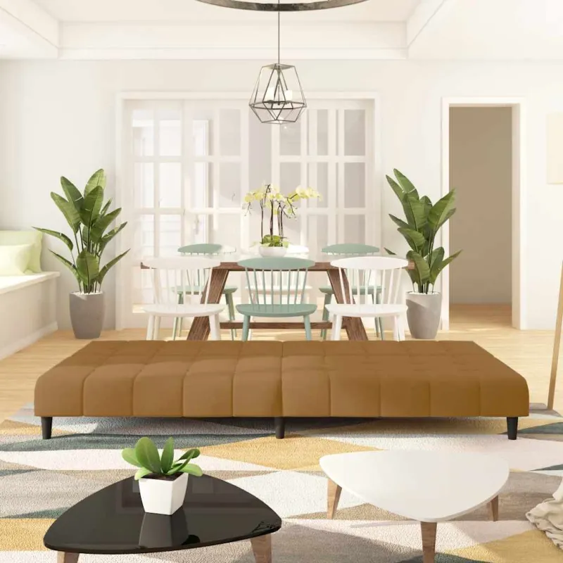 Dvivietė sofa-lova, rudos spalvos, aksomas