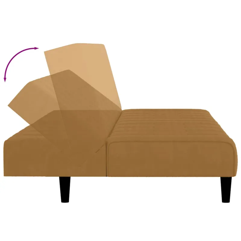 Dvivietė sofa-lova, rudos spalvos, aksomas