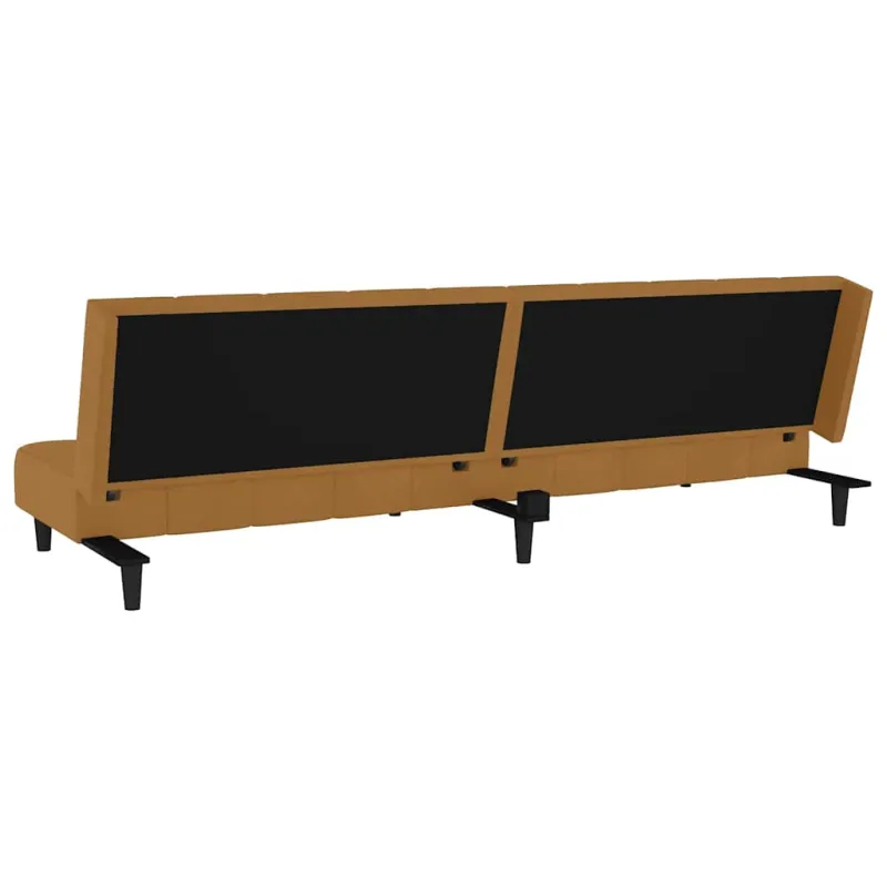 Dvivietė sofa-lova, rudos spalvos, aksomas