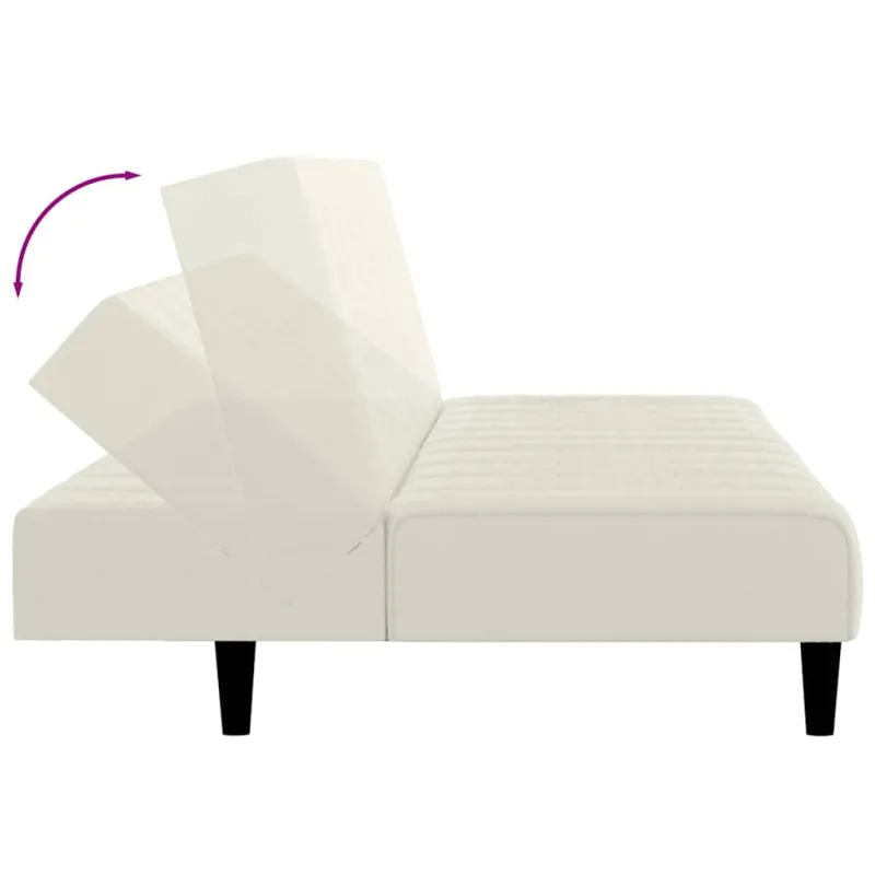 Dvivietė sofa-lova, kreminės spalvos, aksomas