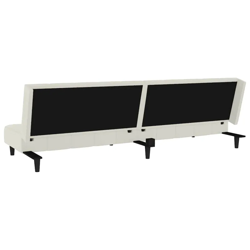 Dvivietė sofa-lova, kreminės spalvos, aksomas