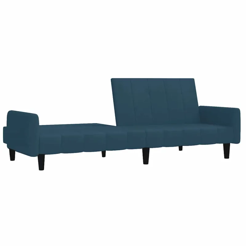 Dvivietė sofa-lova, mėlynos spalvos, aksomas