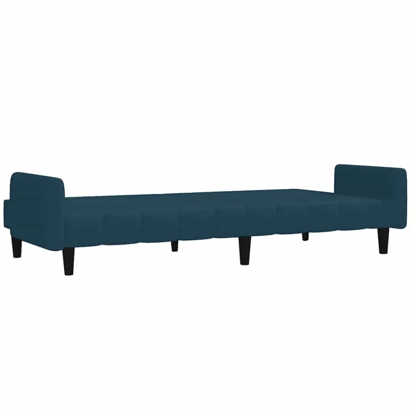 Dvivietė sofa-lova, mėlynos spalvos, aksomas